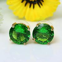 Stud Earrings Zircon Cubic Zirconia Copper Fashion Simple Style Round White Green Blue Jewelry Daily Casual 1 pair