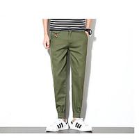 Straight Chinos Pants, Going out Casual/Daily Simple Solid Mid Rise Drawstring Cotton Micro-elastic Spring Summer