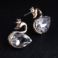 Stud Earrings Crystal Gemstone Simulated Diamond Alloy Birthstones White Black Jewelry Daily