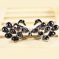 Stud Earrings Rhinestone Alloy Gold Black Jewelry Daily