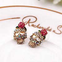 stud earrings alloy simulated diamond skull skeleton jewelry daily