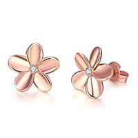 stud earrings alloy zircon silver plated rose gold plated simple style ...