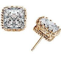 stud earrings crystal zircon cubic zirconia alloy fashion square gold  ...