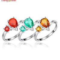 Statement Rings Silver Drop Fashion Orange Red Green Jewelry Party 1pc