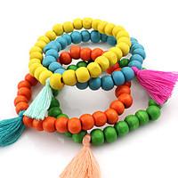 Strand Bracelets 1pc, Red / Blue / Orange / Green Bracelet Fashionable Circle 514 Wood Jewellery