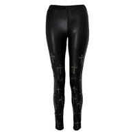 stud jewelled wet look leggings