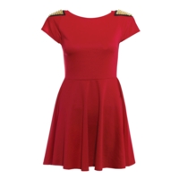 Stud Shoulder Skater Dress