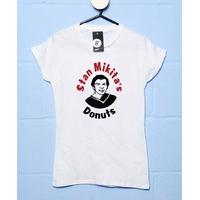stan mikitas menu logo womens fitted style t shirt inspired by waynes  ...