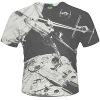 Star Wars T Shirt - Black And White Space Battle