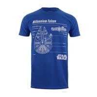 Star Wars Men\'s Millennium Falcon Blueprint T-Shirt - Royal - S