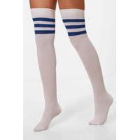 Stripe Top Knee High Socks - blue