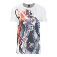 Star Wars Men\'s Vader Stencil T-Shirt - White - XXL