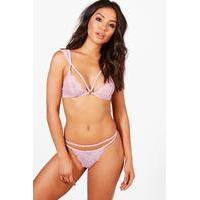 Strap Detail Pretty Lace Bralet & Brief Set - lilac