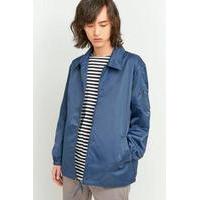 Stussy Navy Flight Satin Coach Jacket, NAVY