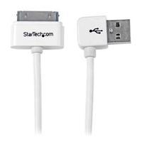 StarTech.com 1m (3 ft) Apple 30-pin Dock Connector to Left Angle USB Cable - Stepped Connector