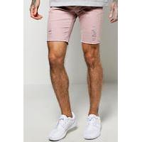 Stretch Biker Shorts With Rips - pink