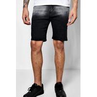 Stretch Dip Dye Denim Shorts - grey