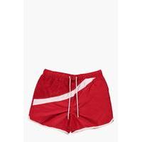 Stripe Runner Style Swim Shorts - red