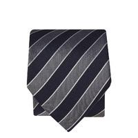 Steel And Navy Stripe 100% Silk Tie