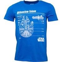 Star Wars Falcon Blue Print Mens T-Shirt Royal