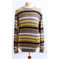 St George By Duffer Size L Yellow and Grey Striped Jumper