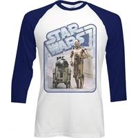Star Wars - Retro Droids Men\'s Large Raglan T-Shirt -White