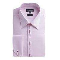 Studio Pink Sateen Stripe Tailored Fit Shirt 17.5 Pink