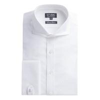 Studio Limited Edition White Oval Jacquard Tailored Fit Shirt 17.5 White