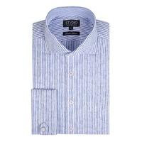 Studio Limited Edition Blue Floral Jacquard Stripe Tailored Fit Shirt 19 Blue