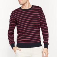 striped pure cotton crew neck jumper