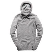 Stealth Hood Knitted Hoodie with High Neck