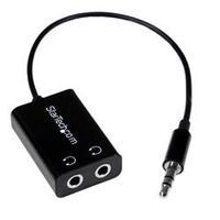 startechcom black slim mini jack headphone splitter cable adapter 35mm ...