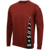 St Mojoris Exposed Zip Panel Sweatshirt in Topper Red  Saint & Sinner