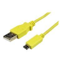 startechcom 1m yellow mobile charge sync usb to slim micro usb cable f ...