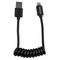StarTech.com 0.3m (1ft) Coiled Black Apple 8-pin Lightning Connector to USB Cable iPhone iPodiPad