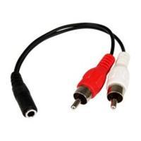 startechcom 6in stereo audio cable 35mm female to 2x rca male