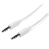 startechcom 1m white slim 35mm stereo audio cable male to male