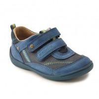 Start-rite Super Soft Leo, Navy Blue/Teal Leather Boys Riptape First Walking Casual Shoes