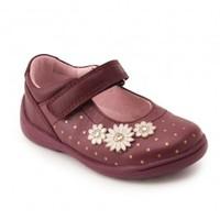 Start-rite Super Soft Daisy, Wine Leather Girls Riptape First Walking Casual Shoes