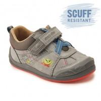 Start-rite Super Soft Spider, Grey Leather Boys Riptape First Walking Casual Shoes