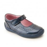 Start-rite Super Soft Alice, Navy Blue Patent Girls Riptape First Walking Casual Shoes