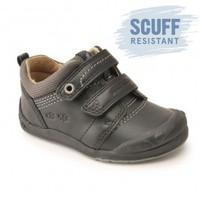 Start-rite Super Soft Beetlebug, Black Leather Boys Riptape First Walking Shoes