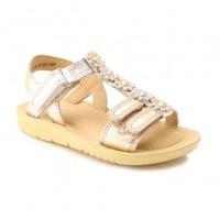 Start-rite Soft Luna, Mulit Metallic Leather Girls Riptape Sandals