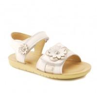 start rite soft clara whitemetallic leather girls riptape sandals