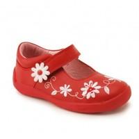 Start-rite Super Soft Honey Bee, Red Leather Girls Riptape First Walking Shoes