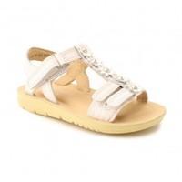 Start-rite Soft Luna, White Leather Girls Riptape Sandals