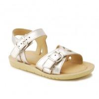 Start-rite Soft Harper, Silver Leather Girls Buckle Sandals