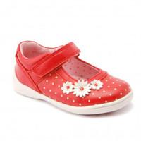 Start-rite Super Soft Daisy, Red Leather Riptape First Walking Shoes