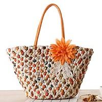 style cici women casual straw tote purple blue green orange brown fuch ...