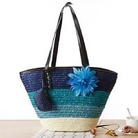 STYLE-CICI Women-Casual-Straw-Tote-Purple / Blue / Green / Orange / Brown / Fuchsia